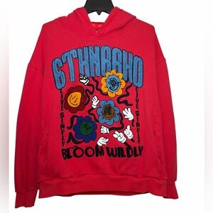 6thNBRHD Men’s Red Hoodie Chenille Patch Live Simply Bloom Wildly‎ Size Large